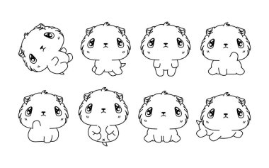 Kawaii 'nin tecrit edilmiş bebek kobay renk sayfası. Çıkartmalar, Bebek Duşu, Renk Kitabı, Giysiler için Parmak izleri için Sevimli Vektör Kemirgen Taslak Koleksiyonu. 