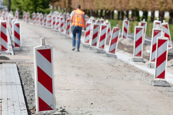 Safety signs because of road reconstruction in the Netherlands