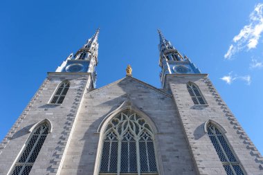 Notre Dame Katedrali Bazilika Ottawa Güneşli Gün 2024