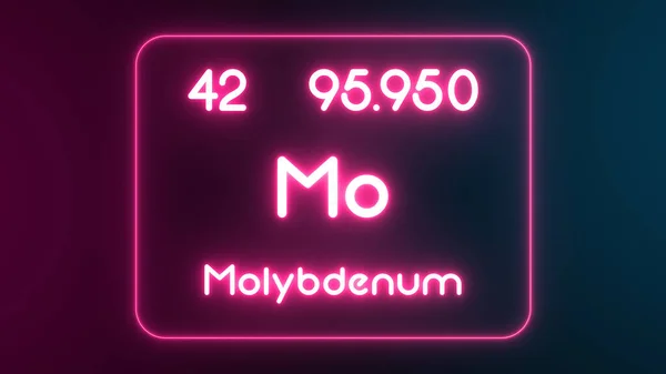 Modern periodic table Molybdenum element neon text Illustration