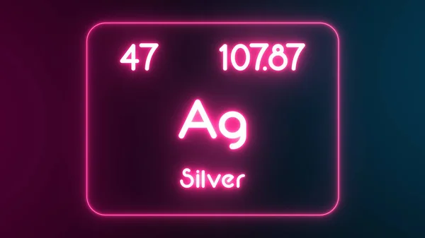 Modern periodic table Silver element neon text Illustration