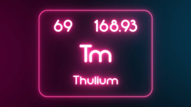 Modern periyodik tablo Thulium elementi neon metin illüstrasyonu