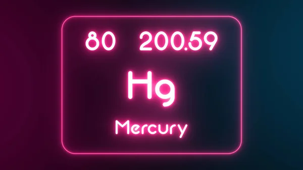 Modern Periodikus Táblázat Mercury Elem Neon Szöveg Illusztráció — Stock Fotó