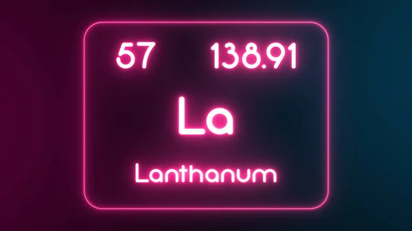 Modern Periyodik Tablo Lanthanum Elementi Neon Metin Illüstrasyonu — Stok fotoğraf