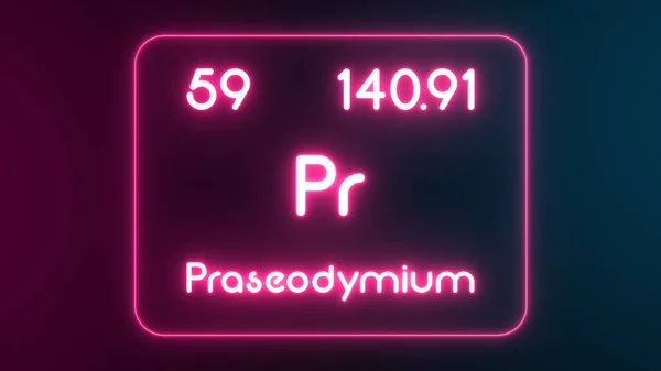 現代の周期表プラセオジム元素ネオンテキストイラスト — ストック写真