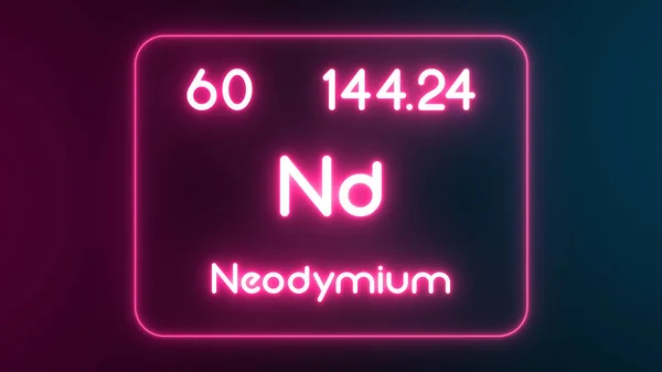 주기율표 Neodmium Element Neon Text Illustration — 스톡 사진