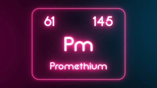 Modernes Periodensystem Promethium Element Neon Text Illustration — Stockfoto