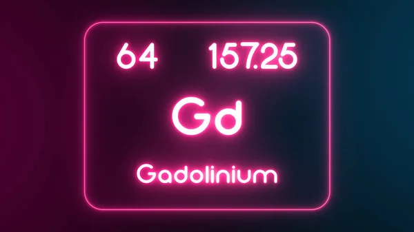 Moderní Periodická Tabulka Gadolinium Element Neon Text Ilustrace — Stock fotografie