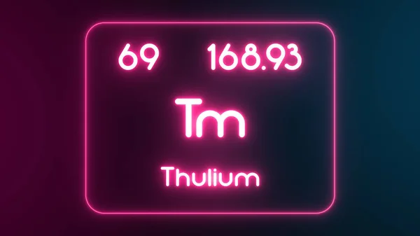 Tabel Periodik Modern Unsur Thulium Teks Neon Ilustrasi — Stok Foto