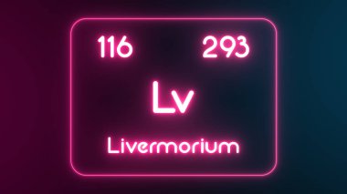 Modern periyodik tablo Livermorium elementi neon metin illüstrasyonu