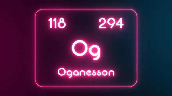 Современная Периодическая Таблица Oganesson Element Neon Text Illustration — стоковое фото
