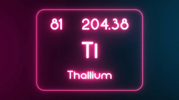 现代周期表Thallium元素Neon Text说明 — 图库照片