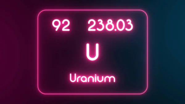Tabla Periódica Moderna Elemento Uranio Texto Neón Ilustración — Foto de Stock