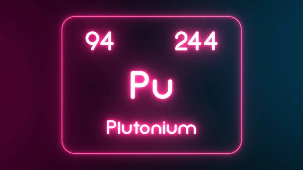 Tabla Periódica Moderna Elemento Plutonio Texto Neón Ilustración —  Fotos de Stock