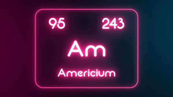 Tabela Periódica Moderna Americium Element Neon Text Ilustração — Fotografia de Stock