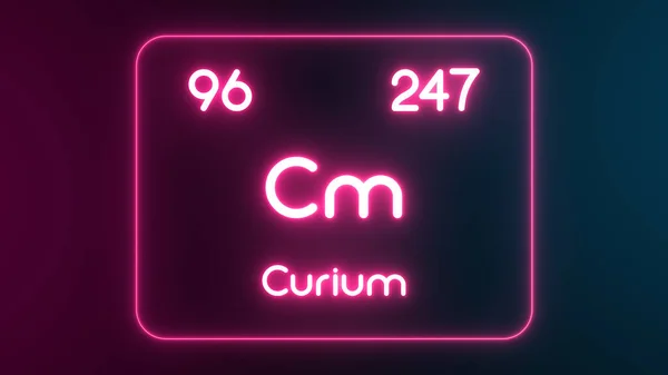 Nowoczesny Układ Okresowy Element Kurium Tekst Neonowy Ilustracja — Zdjęcie stockowe