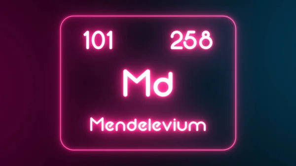 Tabela Periódica Moderna Elemento Mendelevium Texto Néon Ilustração — Fotografia de Stock