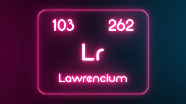 Tabela Periódica Moderna Elemento Lawrencium Texto Néon Ilustração — Fotografia de Stock