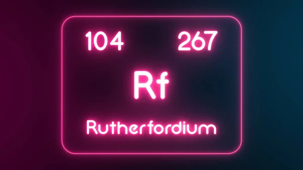 Tabla Periódica Moderna Elemento Rutherfordium Texto Neón Ilustración —  Fotos de Stock