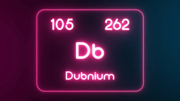 Modern Periodiek Systeem Dubnium Element Neon Tekst Illustratie — Stockfoto