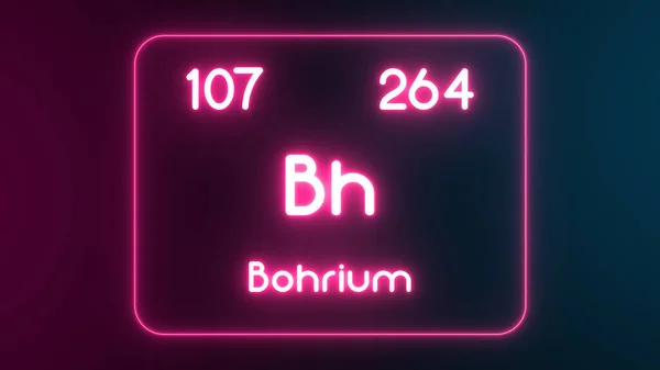 Tabela Periódica Moderna Elemento Bohrium Texto Néon Ilustração — Fotografia de Stock