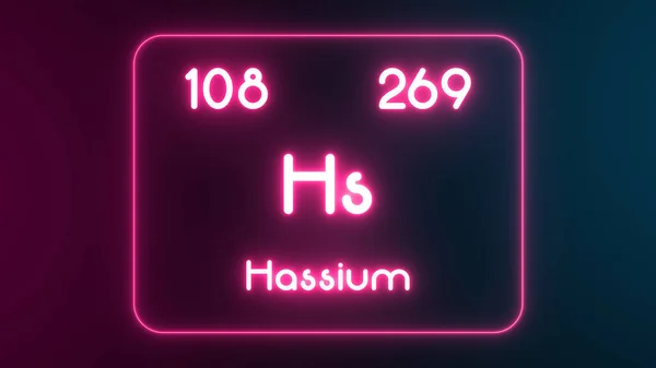 Modern Periodiek Systeem Hassium Element Neon Tekst Illustratie — Stockfoto