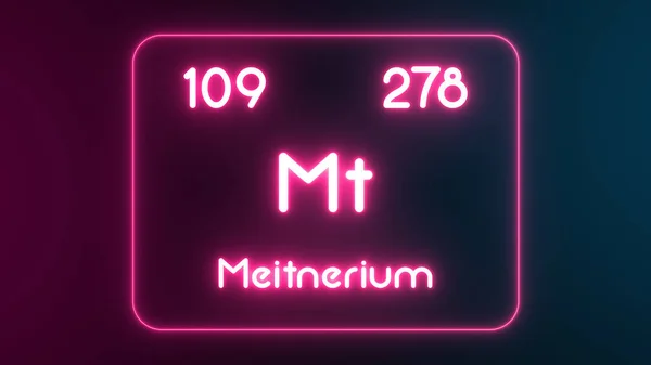 现代周期表Meitnerium元素Neon Text说明 — 图库照片