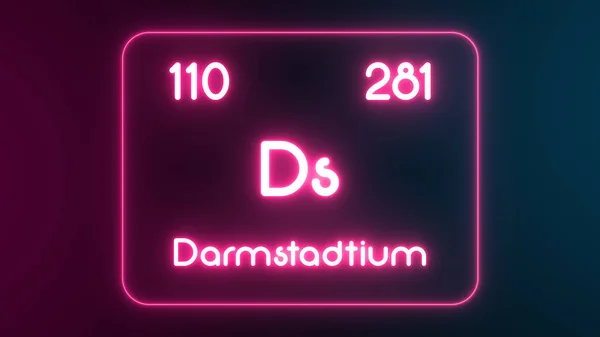 Modern Periyodik Tablo Darmstadtium Element Neon Metin Illüstrasyonu — Stok fotoğraf
