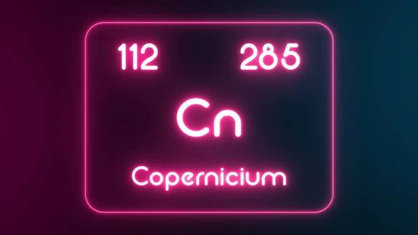 Moderní Periodická Tabulka Copernicium Element Neon Text Ilustrace — Stock fotografie