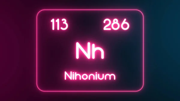 现代周期表Nihonium元素Neon Text说明 — 图库照片