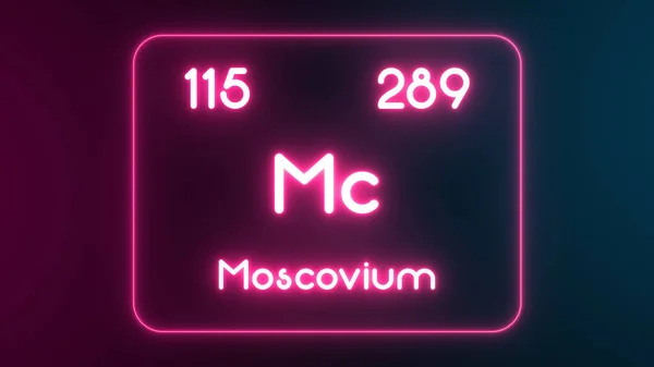 Tabla Periódica Moderna Elemento Moscovium Texto Neón Ilustración —  Fotos de Stock