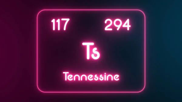 현대의 주기율표 Tennessine Element Neon Text Illustration — 스톡 사진