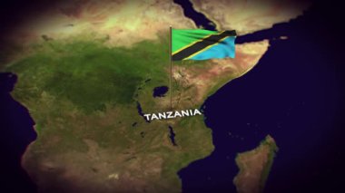Dünya Haritasında Tanzanya Bayrağı, 3D animasyonlu Tanzanya haritası