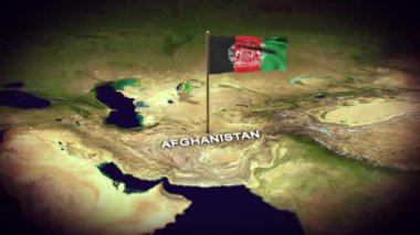 Dünya Haritasında Afganistan Bayrağı 3D animasyonlu Afganistan haritası