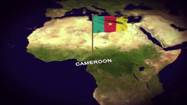 Dünya Haritasında Kamerun Bayrağı, 3D animasyonlu Kamerun Haritası
