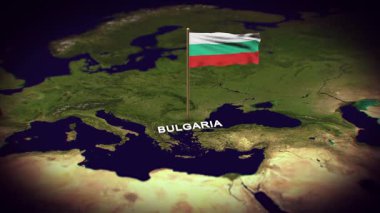 Bulgaristan 'ın Bayrağı Dünya Haritasında 3D bayrak animasyonuyla haritada