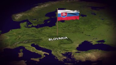 Dünya Haritasında Slovakya Bayrağı, Slovakya haritasında 3D bayrak animasyonu