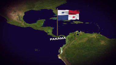 Dünya Haritasında Panama Bayrağı, Panama haritası 3D bayrak animasyonu