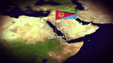 Dünya Haritasında Eritre Bayrağı, Bayrak 3d animasyonlu Eritre haritası