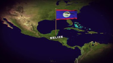 Dünya Haritasında Belize Bayrağı, 3d bayrak animasyonuyla Belize haritası