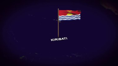 Dünya Haritasında Kiribati Bayrağı, Kiribati haritası 3d animasyonlu