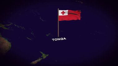 Dünya Haritasında Tonga Bayrağı, 3D animasyonlu Tonga haritası