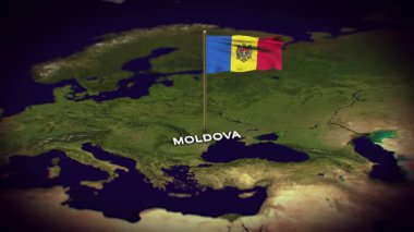 Dünya Haritasında Moldova Bayrağı, 3d animasyonlu Moldova haritası