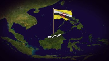 Dünya Haritasında Brunei Bayrağı, Brunei haritası 3d animasyonlu