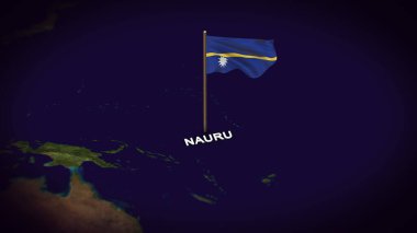 Dünya Haritasında Nauru bayrağı, 3d animasyonlu Nauru haritası