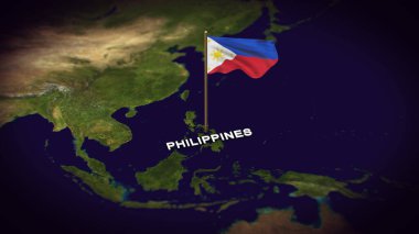 Dünya Haritasında Filipinler Bayrağı 3D animasyonlu Filipinler haritası