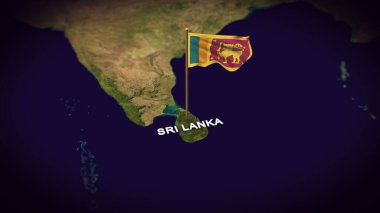 Dünya Haritasında Sri Lanka Bayrağı, Sri Lanka haritası 3d animasyonlu