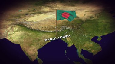 Dünya Haritasında Bangladeş Bayrağı, Bangladeş Bayrağı 3d animasyonlu