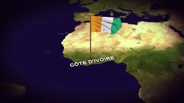 Dünya Haritasında Fildişi Sancak _ Fildişi Sahili, Fildişi Sahili _ Fildişi Sahili Haritası 3d animasyonlu
