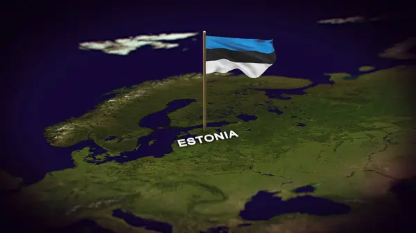 Dünya Haritasında Estonya Bayrağı, 3d animasyonlu Estonya haritası